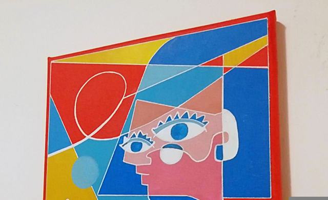 Dipinto astratto cubista — 20×20 cm — Art brut e grafiche d'autore di Stefano Fiore